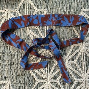 Anthropologie printed linen sash tie belt Mulberry one size NWT